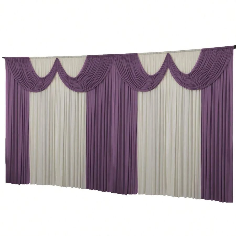 Dennis Confecções Curtains - Lilac and Straw - View 1