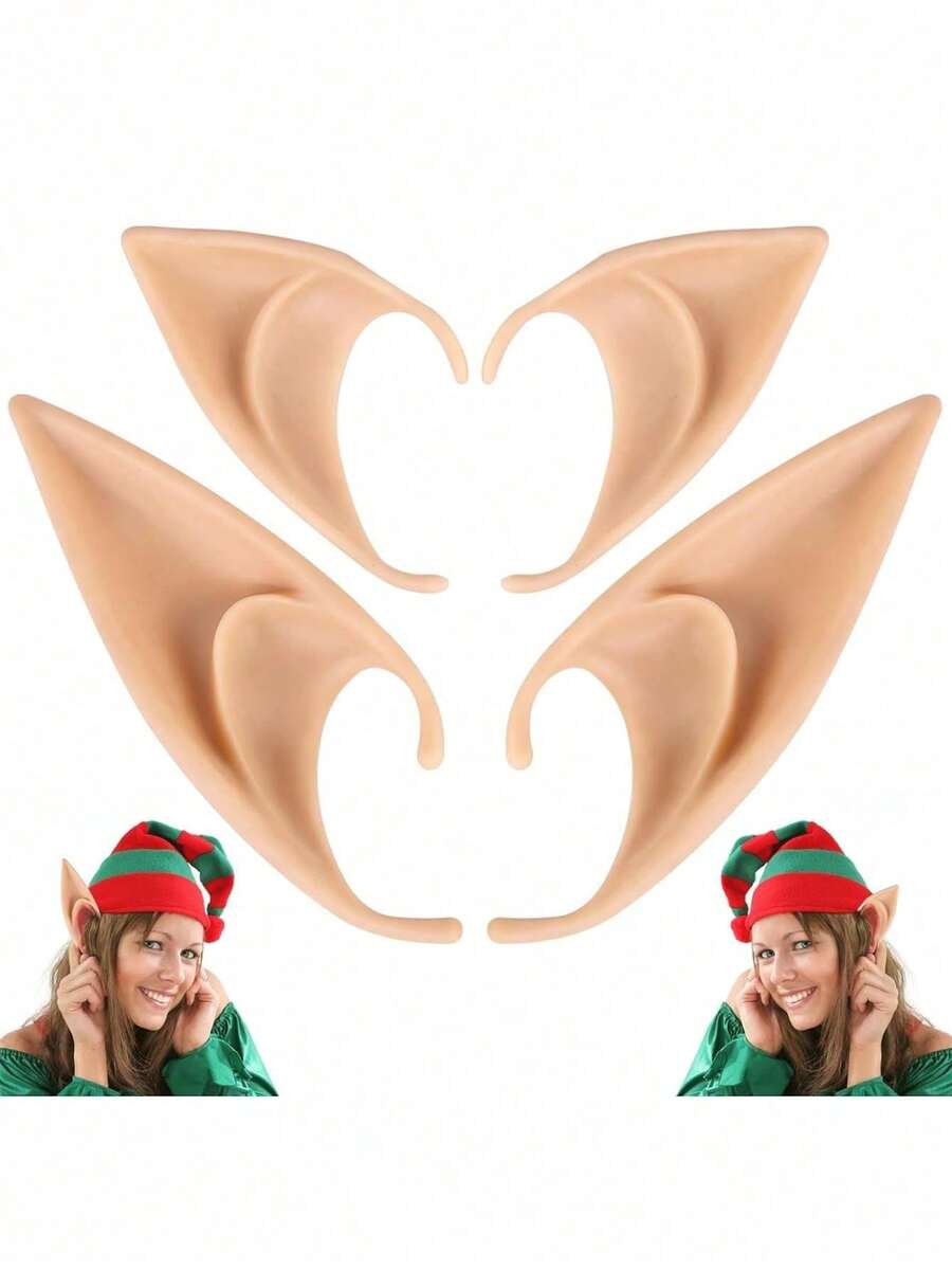 Orejas Puntiagudas de Duende, Elfo, Hada para Cosplay, Disfraz Navidad - Rosa Pálido - Ver 1