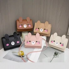 1 pieza Nuevo bolso cruzado mini lindo, bolso cruzado casual de gato de dibujos animados para niños, monedero pequeño para niñas, bolso de hombro y cartera para viajes y uso diario - Caqui - Ver 6
