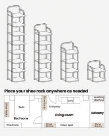 HaluPeit Vertical Shoe Rack, 8-Tier Shoe Racks, Shoe Tower For Small Spaces, Freestanding, Adjustable, Space Saving, Rustic Brown And Black - Brown - View 4