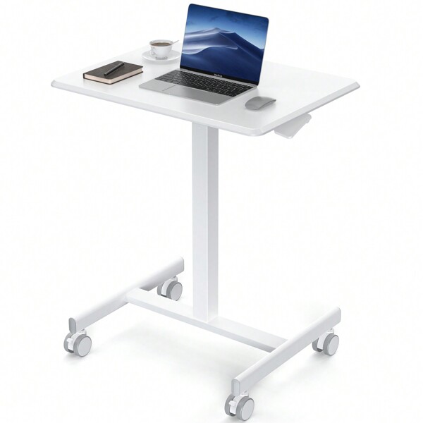 Sweetcrispy Sweetcrispy Small Mobile Rolling Standing Desk - Overbed Table, Teacher Podium with Wheels, Adjustable Height Table, Rolling Desk Laptop Computer Cart for Home, Office