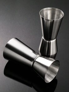 2pcs Double-Sided Stainless Steel Jigger, Cocktail Shaker, Perfect For Mixing And Blending Wine, Whiskey, Cocktail At Home Bar - Silver - View 3