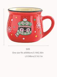 聖誕節陶瓷杯家用烘焙卡通聖誕老人慕斯杯聖誕老人慕斯咖啡杯,適用於辦公室聖誕節送給孩子朋友家人的禮物 - 紅色 - 查看 4