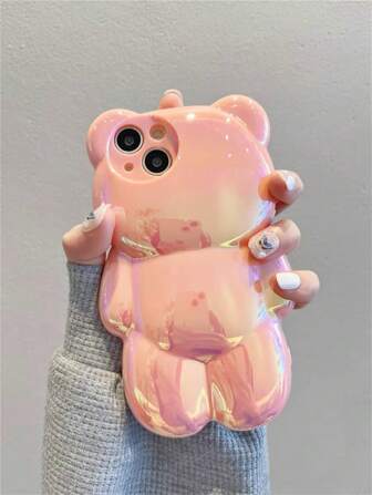 Funny Phone Case Cute Personalized Laser 3d Bear Phone Case Compatible With Iphone 14 Pro Max/13/12 Pro/11 Soft Shell Waterproof Shockproof Anti-Fall Scratch Resistant