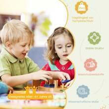 5-Piece Children's Seating Group Made Of Bentwood With 1 Table & 4 Chairs, Children's Activity Table For Kindergarten Children's Room Daycare Center, Table & Chair Set For Boys Girls From 4 Years (Colorful) - 彩色 - 查看 3