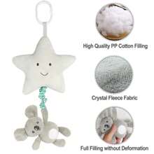 1pc Grey/white Hanging Musical Toy With Star & Koala Design, With Music Box Pp Stuffed Animal Baby Covered Bed Crib, Pram, Car Baby Seat Toys For Boy & Girls