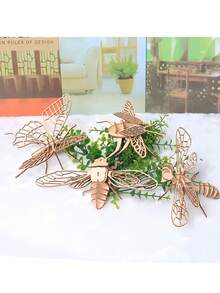 1入 Diy 木製3d昆蟲拼圖,極簡主義風格昆蟲造形拼板,有多種木色可選,可用於組裝、收藏、裝飾 - 蜻蜓 - 查看 3