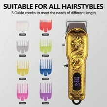 Hair Clippers for Men Professional - Cordless&Corded Barber Clippers for Hair Cutting & Grooming, Rechargeable Beard Trimmer Hair Clippers Professional Cordless for Men, Barber Clippers for Hair Cutting Kit, Wireless LCD Display Hair Trimmers Set, Rechargeable Haircut Machine for Family Elite Pro High-Performance Corded Home Haircut & Grooming Kit for Men – Electric Hair Clipper - Gold - View 9