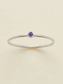 1 peça Anel de aço inoxidável e ouro 14k para mulheres, estilo minimalista e elegante, design de pedra de nascimento de dezembro