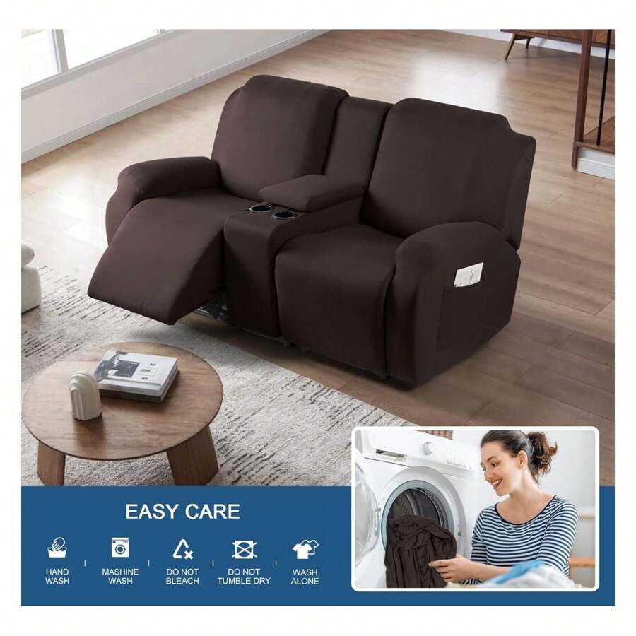 YiYan1 Reclining Loveseat with Middle Console Slipcover, 4 Piece