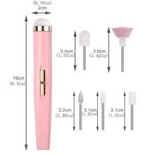 五合一电动美甲打磨机带灯，便携式迷你电动指甲锉，适用于卸除凝胶指甲油 - 母亲节礼物、情人节礼物、男友礼物、圣帕特里克节礼物，100mAh，粉色可爱