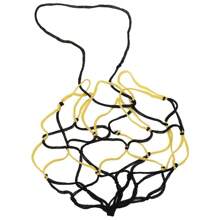 1pc Ball Net Bag For Basketball, Soccer, Polyester & Propylene Fiber Material, Handmade Black & Yellow Colored Net Bag, With Drawstring For One Ball, Propylene Storage Bag For Basketball, Portable Soccer Net Bag, Polypropylene Outdoor Sports Ball Storage Net Bag, Fitness Accessory - Black and Yellow - View 1