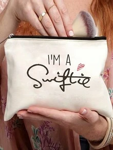 致音樂愛好者禮物女性,友誼禮物給女性朋友姐妹,ts粉絲化妝袋,送給她的生日聖誕禮物 - 米色 - 查看 3