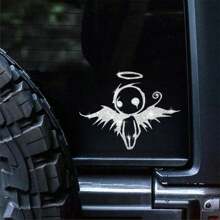 1pc Silvery Elves Sticker Angels Sticker Angel Shiny Car Body Decoration Sticker Personalized Creative Rhinestone Sticker Sticker Car Rear Window Side Window Sticker Laptop Sticker - Silver - View 2