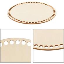 1 Pc 10/15/20/25/30cm Wooden Crochet Basket Base DIY Hand-Woven Round Shapes Blank Cross Stitch Bottom Boards for Basketry Crafting Storage Basket Accessories for Knitting Crochet Projects Circular Carved Frames for Creative Basket Making - Apricot - View 10