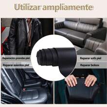 3 piezas parches de reparación de piel,tamaño total 25CM*180CM, reparación para muebles y coches, auténtico en grano, Ideal para el repintado de sofás, coches y asientos - Gris - Ver 5