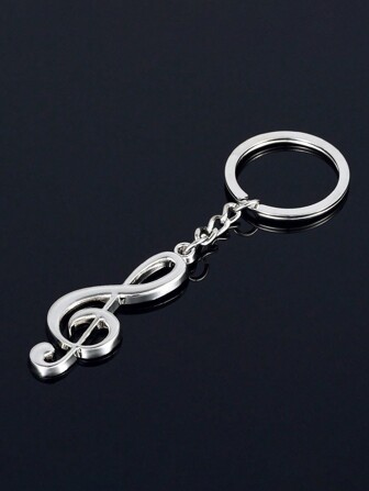 1pc Silvery Music Notes Symbol Pendant Key Ring Keychain