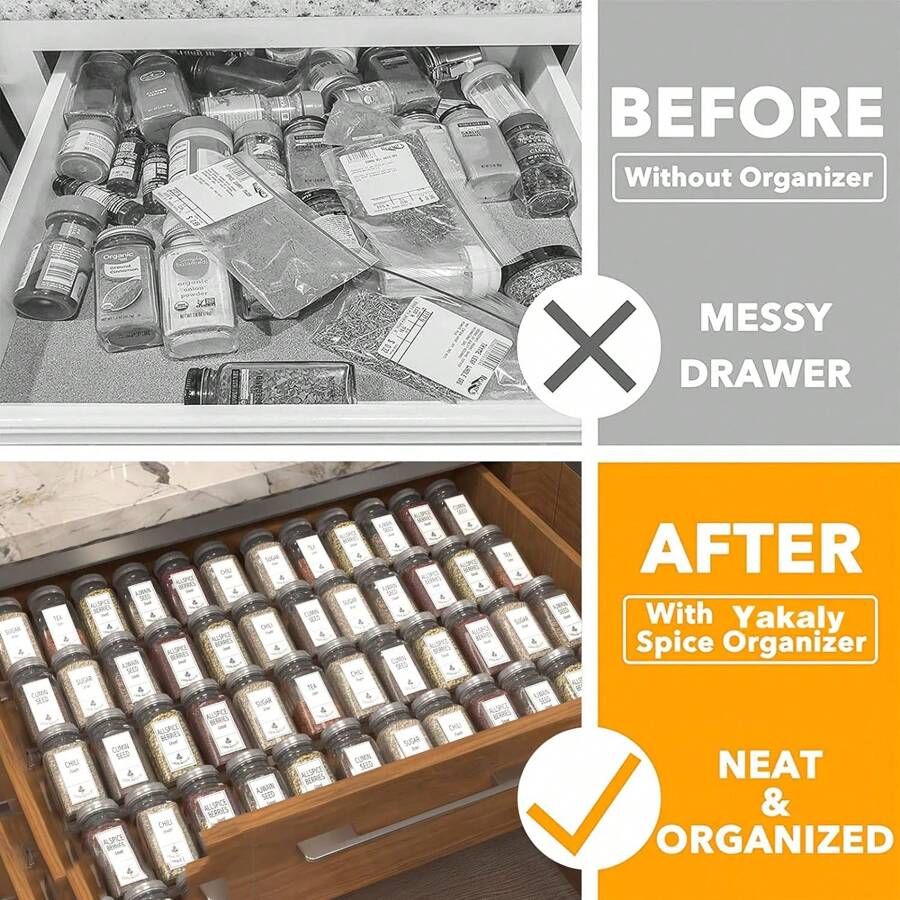 1pc/2PCS Spice Drawer Organizer Trays -Expandable, Acrylic, Custom Fit