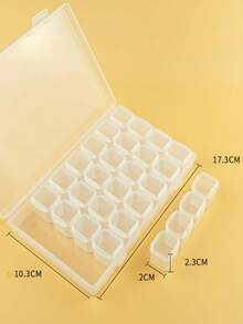 28-Grid Rhinestone Painting Storage Box, Adjustable Beaded Shell Art Embroidery Jewelry Storage Box, Colorless - Clear - View 2