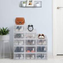 ITopRoad Shoe Storage Boxes 6 Pack Clear Plastic Stackable - White