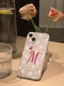 樱花与字母 M 图案透明手机壳 适用于 iPhone - 彩色 - 查看 3