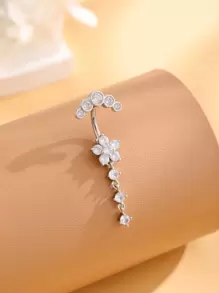 1 件花形肚脐环，带四节吊坠、9 镶嵌和一排 5 颗水钻装饰，不锈钢穿刺首饰，适合女性日常佩戴情人节、妈妈、母亲、母亲节、礼物 - 花四節 - 查看 12