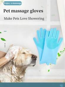 1個帶電鍍的寵物淋浴頭,淋浴刷和按摩工具,適合寵物洗澡時清潔使用 - 銀色 - 查看 12