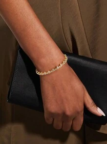 1件真925純銀綠松石網球鍊手鍊,獨特的水滴形狀鋯石連鎖設計,女性手鍊,華麗的珠寶,是生日、新年和周年紀念日的最佳禮物 - 銀色 - 查看 8