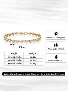 1件真925純銀綠松石網球鍊手鍊,獨特的水滴形狀鋯石連鎖設計,女性手鍊,華麗的珠寶,是生日、新年和周年紀念日的最佳禮物 - 銀色 - 查看 10