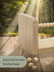 SUMGAR Wandregal Holz Kinderzimmer Bücherregal 3er Set Schweberegal Kinderregal Holz mit Holzperlen-Design für Organizer Küche Gewürzregal Wand Deko Aufbewahrungsregal für Kinder Bad Wohnzimmer