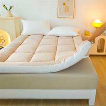 1pc Fiber Mattress Topper Comfortable Feather Soft Bedding Pad, Queen Size - Beige - View 2