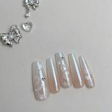 1pc 5D White Hollow Series Nail Art Stickers Heart Butterfly Star Nail Decorations Decals DIY Manicure Supplies Accessories - White - View 5