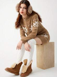 1pc Unisex Fashionable Newly Designed Warm Ear Muffs, Fall/Winter Riding And Commuting Ear Warmers With Thickened Lining, One Size Fits Most - Coffee Brown - View 2