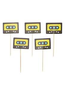 Sparkle and Bash 80s Party Decorations Centerpieces, Colorful Stick Table Toppers, 6 Retro Designs (30 Pieces) - Multicolor - View 5