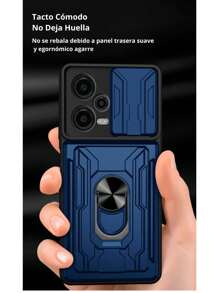 Heavy Duty Case With Ring Holder And Card Slot Bumper For Honor 90 Lite - 藍色 - 查看 5