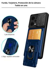 Heavy Duty Case With Ring Holder And Card Slot Bumper For Honor 90 Lite - 藍色 - 查看 4