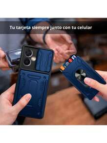 Heavy Duty Case With Ring Holder And Card Slot Bumper For Honor 90 Lite - 藍色 - 查看 2