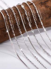 999 Sterling Silver Collarbone Necklace For Women, Silver Content: 92.5%, No Pendant, Stylish & Simple Chain Necklace, Versatile Accessory, Plated In Platinum, Ideal Gift For Friends, Mothers Valentines