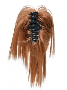 Claw Hair Chignon Hair Extensions Messy Straight Claw Hair Bun Synthetic Clip Hair Tail Scrunchie Updo Cover Hair Short Ponytail Hair Extensions High Temperature Fiber Piano Color For Women Christmas Black Blonde Gray - Mocha Brown - View 6