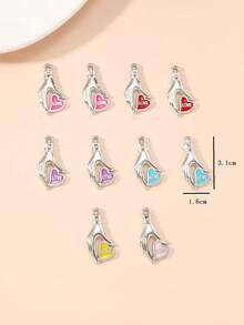 10入組拼色手掌愛心吊墜可用作耳環、手鍊、項鍊、手機鏈等夫妻配對飾品隨機發貨 - 彩色 - 查看 3