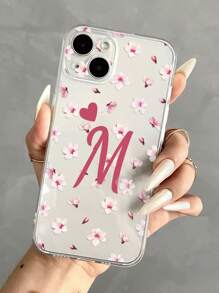 樱花与字母 M 图案透明手机壳 适用于 iPhone - 彩色 - 查看 1