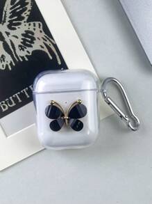 Metallic Butterfly Design Earphone Case Compatible With Airpods 1/2, Airpods Pro, Airpods 3 And Airpods Pro (2nd Generation) - Black - View 2