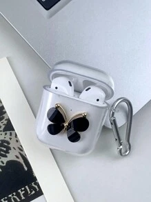Metallic Butterfly Design Earphone Case Compatible With Airpods 1/2, Airpods Pro, Airpods 3 And Airpods Pro (2nd Generation) - Black - View 1