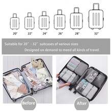 8入組尼龍衣物分類和包裝袋,適用於旅行行李、衣物和內衣儲物袋,度假旅遊必備 - 灰色 - 查看 5