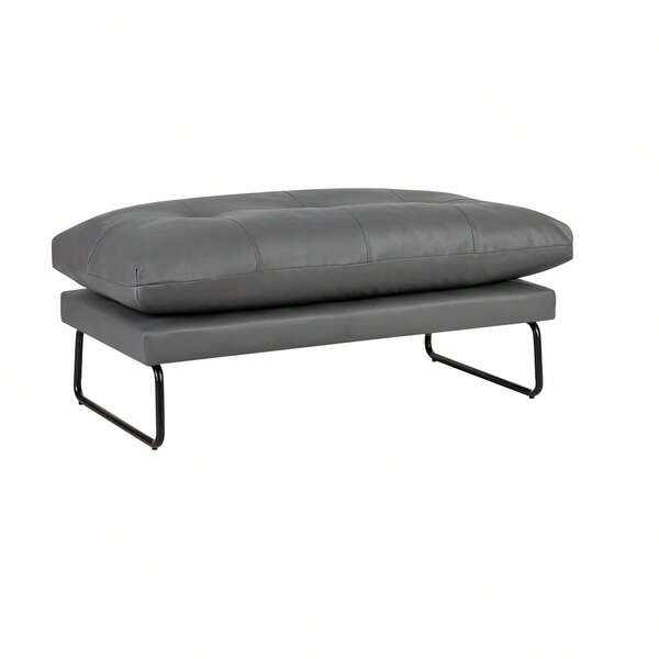 HOMLUX Gray PU Leather Contemporary Ottoman SHEIN USA