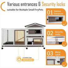 PETSCOSSET Rabbit Hutch Indoor - Rabbit Hutch Outdoor Rabbit Cage Indoor Large Rabbit Cage On Wheels, Ramp, Waterproof Asphalt Roof Bunny Hutch Guinea Pig Cages Small Animal Hutch For Hamster Ferret - Grey - View 7