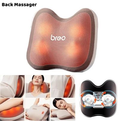 Breo Masajeador De Espalda Inalámbrico Shiatsu, Masaje De Cuerpo Completo Todo En , Con 2 Niveles De Compresión Cálida De 38℃ O 43℃ Para Combinar Con El Masaje Tradicional Chino, Regalos Para Mamá, Regalos De San Valentín, Regalos Para Novio, Regalos Del Día De San Valentin, Rosa Lindo Y Para El Día De San Patricio