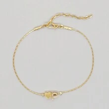 1 件 18k 鍍金鍊女式手鍊心形愛心吊飾字母 A-z 名字首飾時尚時尚設計 - 金色 - 查看 13