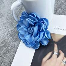 11色新款布質立體花簇織物胸針,女性婚禮飾品禮物 - 藍色 - 查看 2