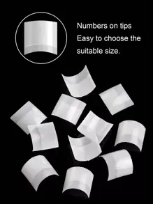 100pcs/Bag Acrylic Nail Tips Stiletto Coffin Almond Nails Practice Nail Capsules Artificial False Soft Gel Full Cover Nail Tips Manicure Tool - Beige - View 7